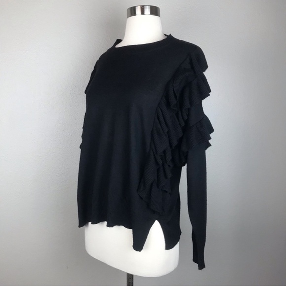 BP Nordstrom Women’s Black Ruffle Pullover Sweater - Picture 2 of 3